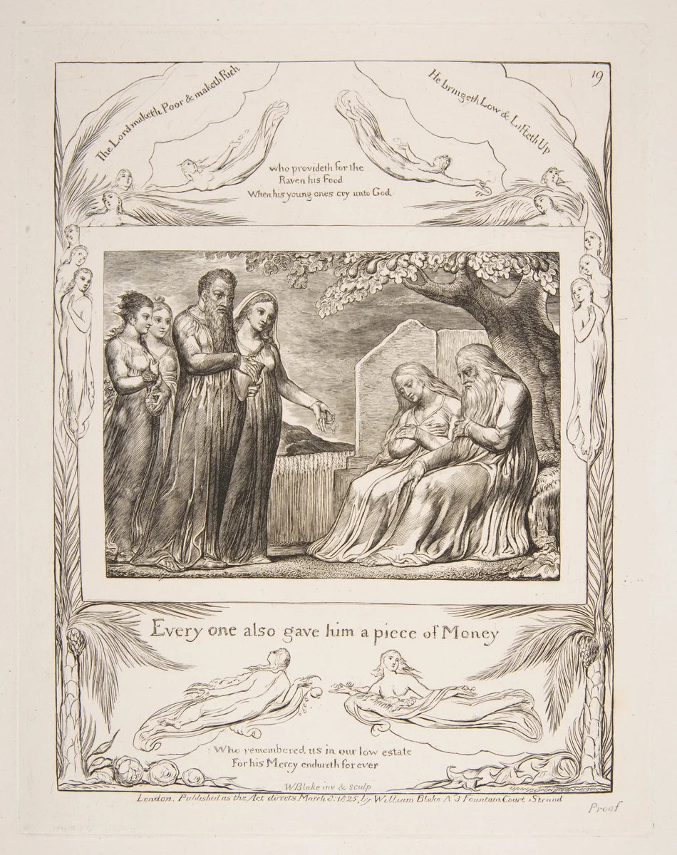 Job accepting Charity by William Blake, print, 1825-1826