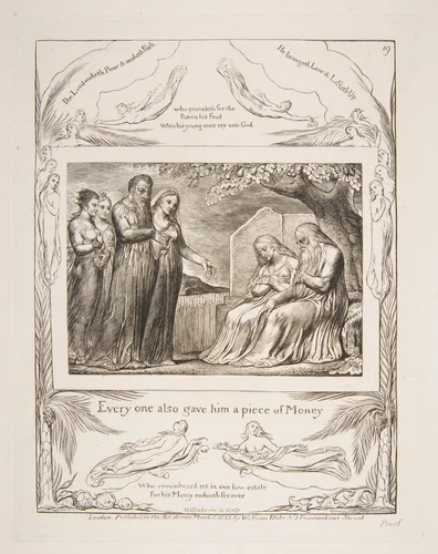 Job accepting Charity by William Blake, print, 1825-1826