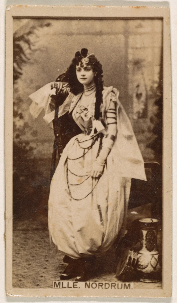 Mlle. Nordrum, from the Actresses series (N245) issued by Kinney Brothers to promote Sweet Caporal Cigarettes by Kinney Brothers Tobacco Company, photograph, 1890