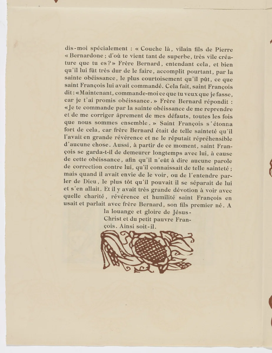 Tailpiece (page 26) from Les Petites Fleurs de St. François (The Little Flowers of St. Francis) by Émile Bernard, illustrated book, 1928