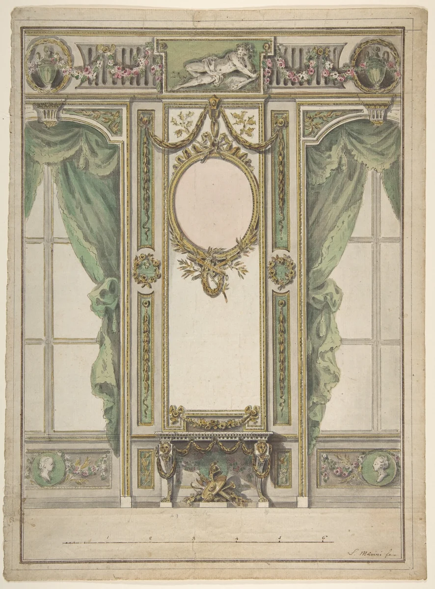 Design for a Palace Interior by Leonardo Marini, drawing, 1730-1797