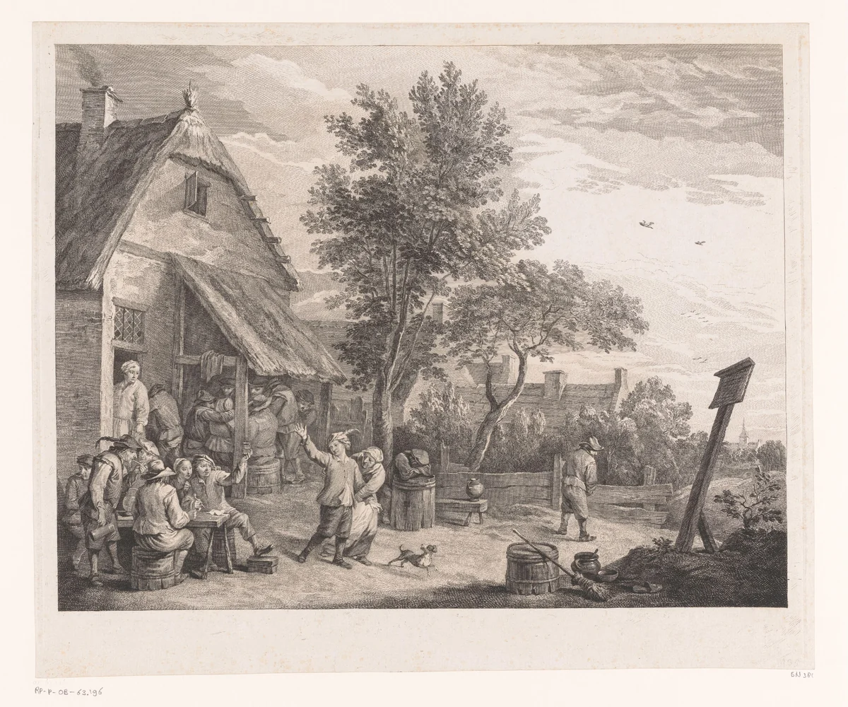 Figuren voor een herberg by Jacques-Philippe Le Bas, print, 1745