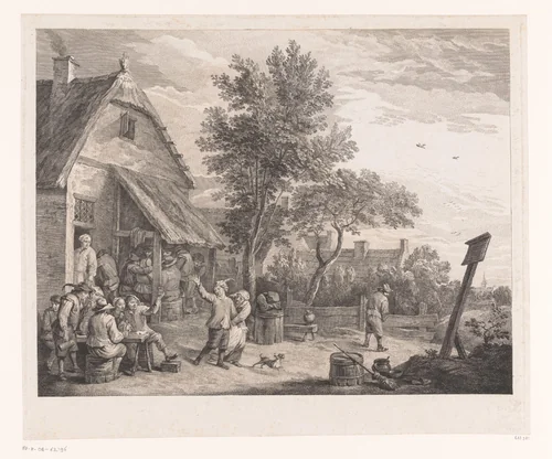 Figuren voor een herberg by Jacques-Philippe Le Bas, print, 1745