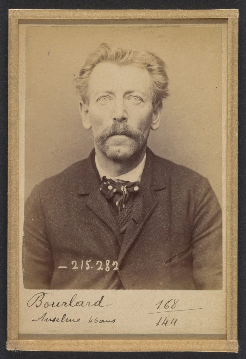 Bourlard. Joseph, Anselme. 45 ou 46 ans, né à Biemme (Belgique). Piqueur de grès. Anarchiste. 7/3/94. by Alphonse Bertillon, photograph, 1894