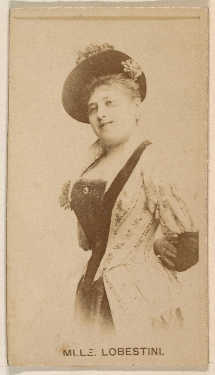 Mlle. Lobestini, from the Actresses series (N245) issued by Kinney Brothers to promote Sweet Caporal Cigarettes by Kinney Brothers Tobacco Company, photograph, 1890