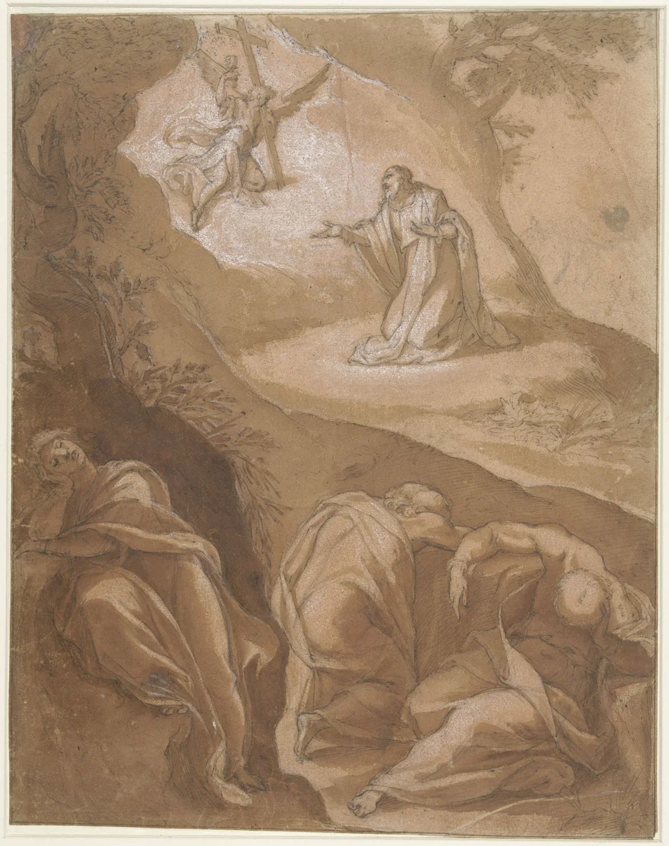 Christus in Gethsemane by Cristoforo Pomarancio, drawing, 1585-1626