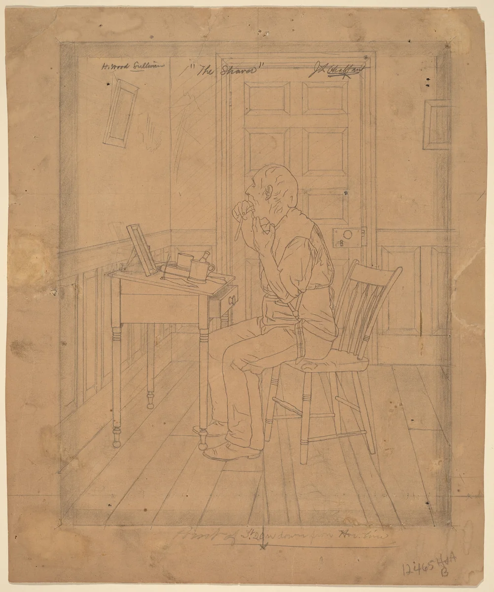 H. Wood Sullivan - "The Shaver" by Jefferson David Chalfant, drawing, 1890-1900