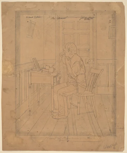 H. Wood Sullivan - "The Shaver" by Jefferson David Chalfant, drawing, 1890-1900