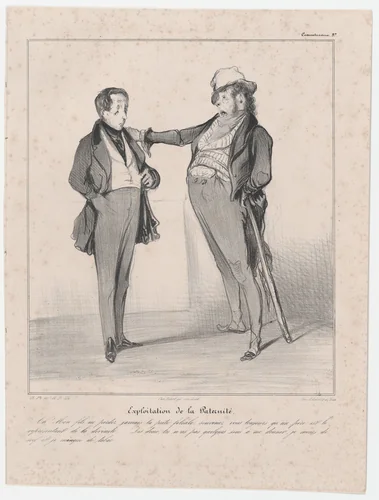 Plate 37: Exploitation of paternity, from 'Caricaturana,' published in Les Robert Macaires by Honoré Daumier, print, 1838