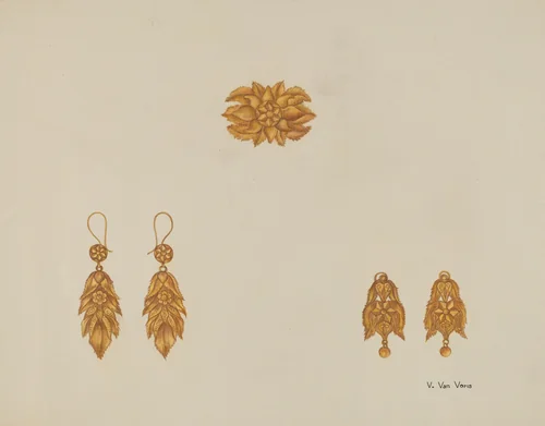 Brooch and Earrings by Vera Van Voris, index of american design, 1937