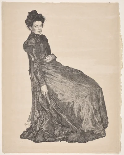 Portrait of Marianne Brockhaus in Leipzig by Otto Greiner, print, 1899