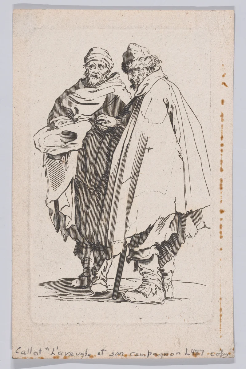 Copy of L'Aveugle et son Compagnon (The Blind Man and his Companion), from "Les Gueux suite appelée aussi Les Mendiants, Les Baroni, ou Les Barons" (The Beggars, also called the Barons) by anonymous, print, 1625-1700