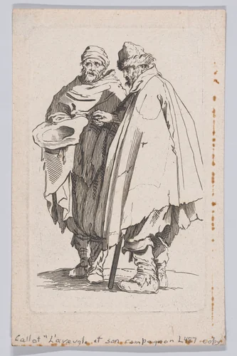 Copy of L'Aveugle et son Compagnon (The Blind Man and his Companion), from "Les Gueux suite appelée aussi Les Mendiants, Les Baroni, ou Les Barons" (The Beggars, also called the Barons) by anonymous, print, 1625-1700