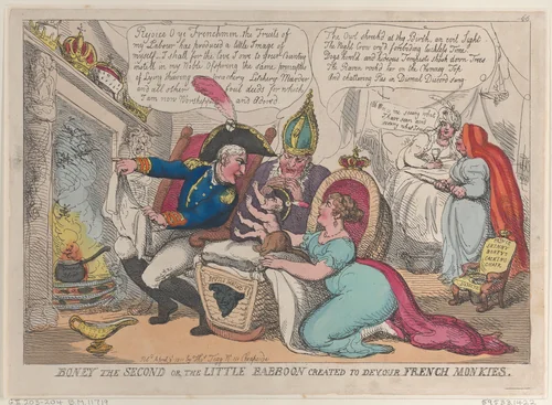 Boney The Second or the Little Babboon Created to Devour French Monkies by Thomas Rowlandson, print, 1811