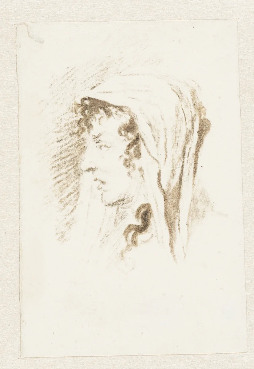 Hoofd van een vrouw, en profil naar links by Pieter Bartholomeusz. Barbiers, drawing, 1782-1837