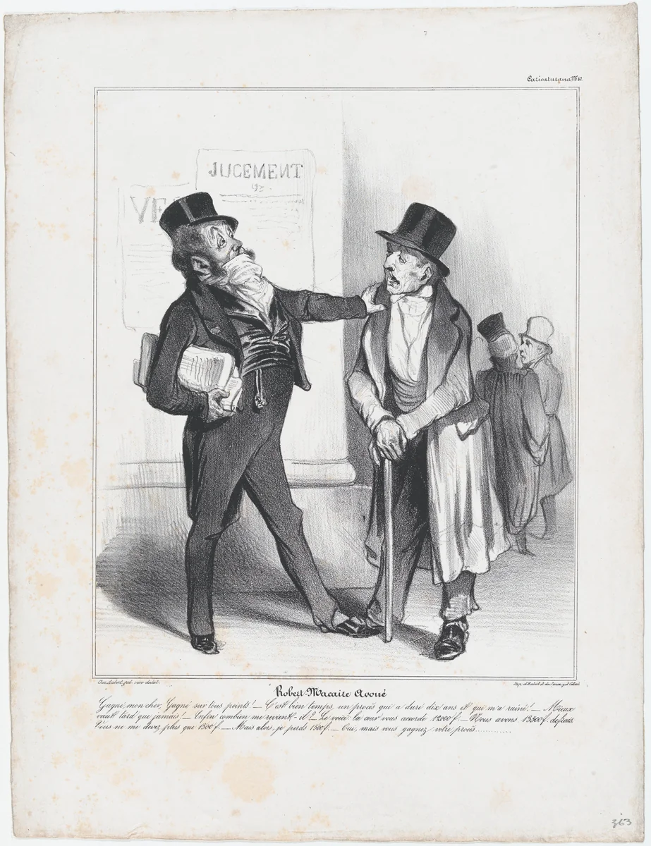 Plate 10: Robert Macaire, solicitor, from 'Caricaturana,' published in Les Robert Macaires by Honoré Daumier, print, 1838