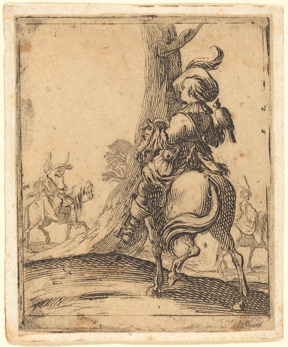 The Falconer by Jacques Callot, print, 1592-1635