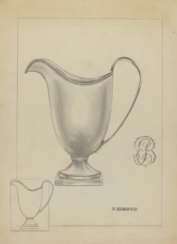 Silver Pitcher by D. Brandfield, index of american design, 1937