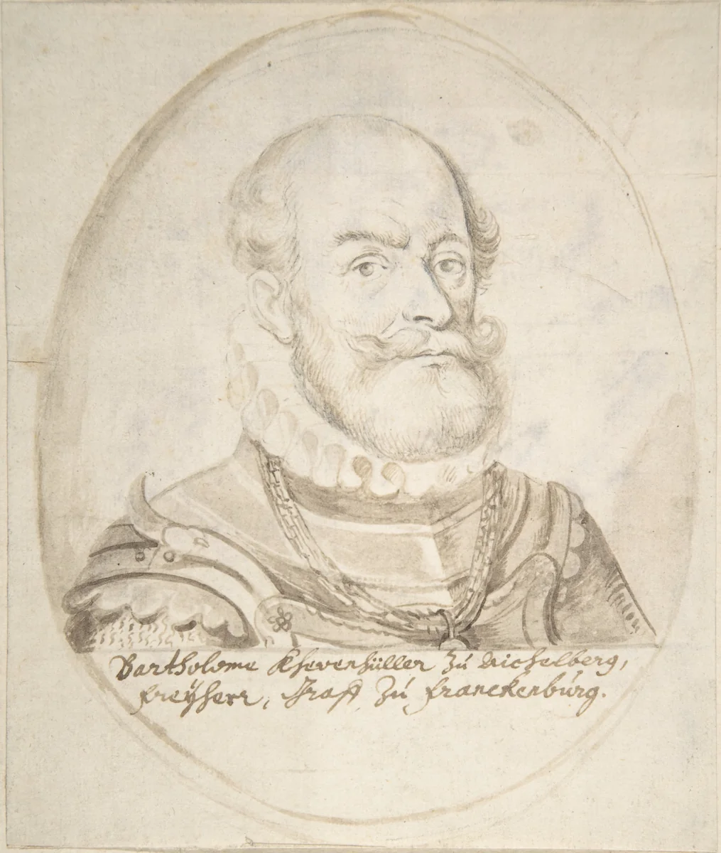 Portrait of Bartholomeo Ehrenfüller(?) by anonymous, drawing, 1600-1699