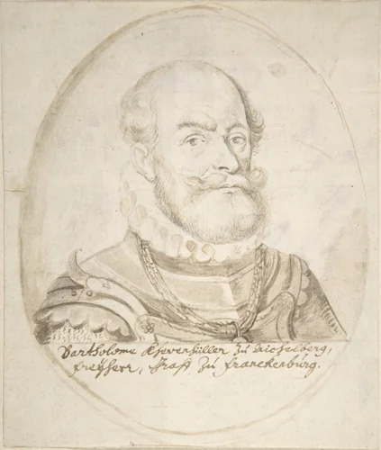 Portrait of Bartholomeo Ehrenfüller(?) by anonymous, drawing, 1600-1699