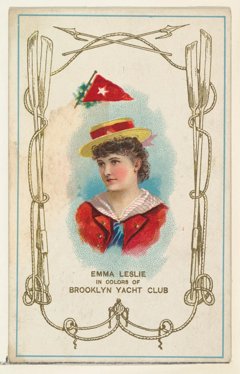 Emma Leslie in Colors of Brooklyn Yacht Club, from the Yacht Colors of the World series (N140) issued by Duke Sons & Co. to promote Honest Long Cut Tobacco by W. Duke, Sons & Co., print, 1890