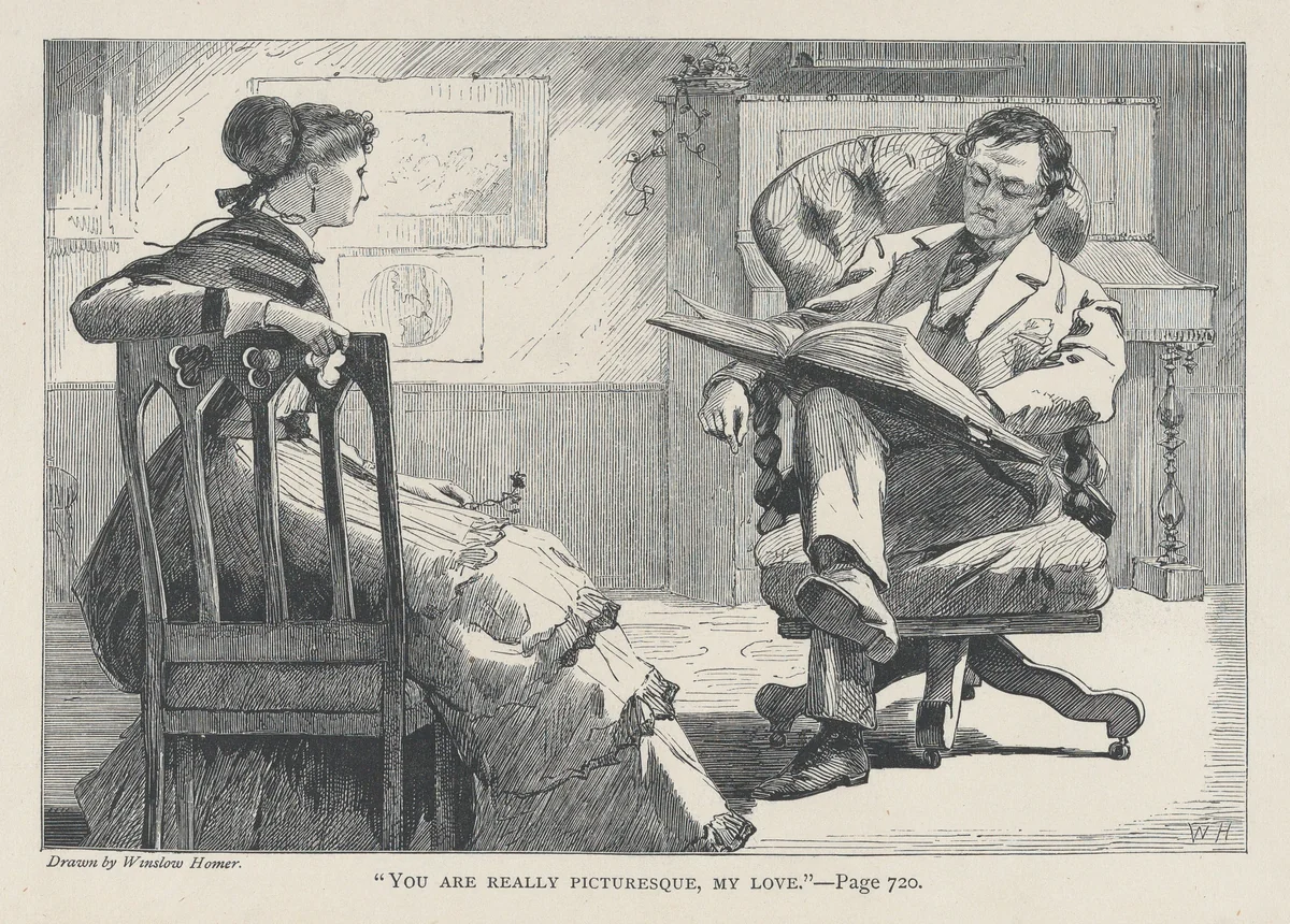 "You Are Really Picturesque, My Love" (The Galaxy, An Illustrated Magazine of Entertaining Reading, Vol. V) by Winslow Homer, print, 1868