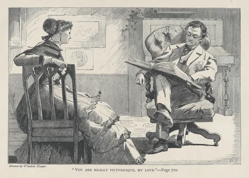 "You Are Really Picturesque, My Love" (The Galaxy, An Illustrated Magazine of Entertaining Reading, Vol. V) by Winslow Homer, print, 1868