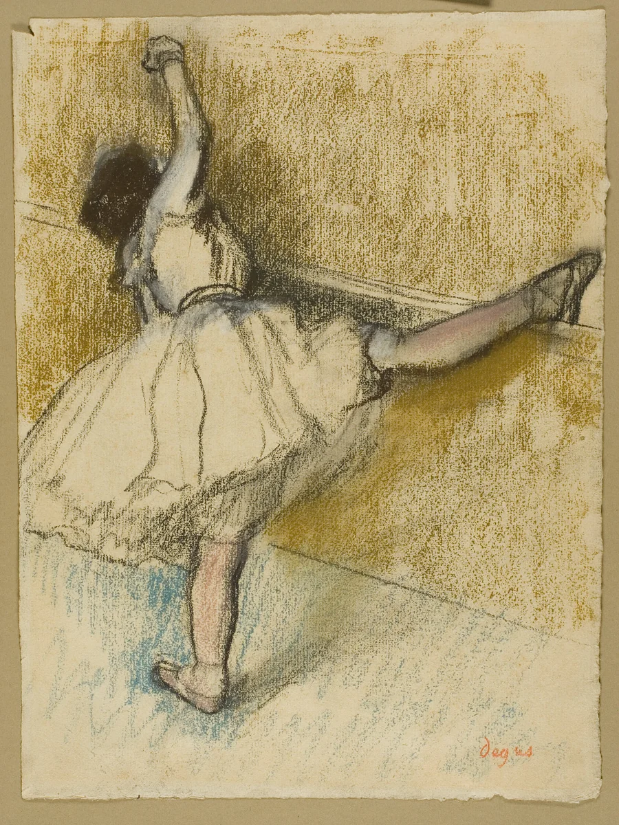 Dancer Stretching at the Bar by Edgar Degas, drawing, 1867-1880