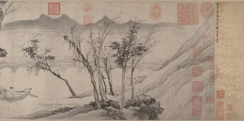 Farewell at the Bridge of the Hanging Rainbow by Tang Yin (唐寅), painting, 1508