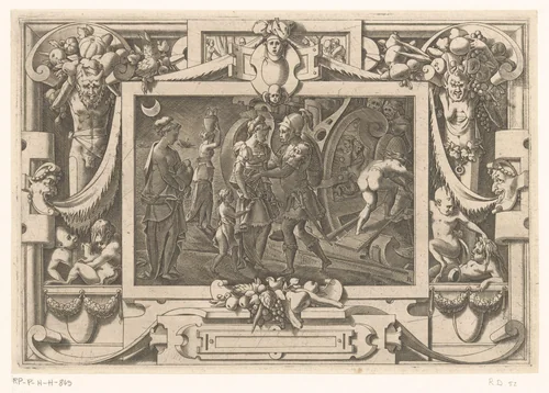 Medea gaat met Jason aan boord van de Argo by Unknown, print, 1563