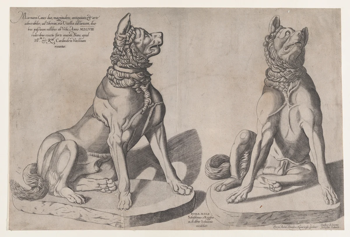 Two Dogs, from "Speculum Romanae Magnificentiae" by Sebastiano di Re, print, 1558