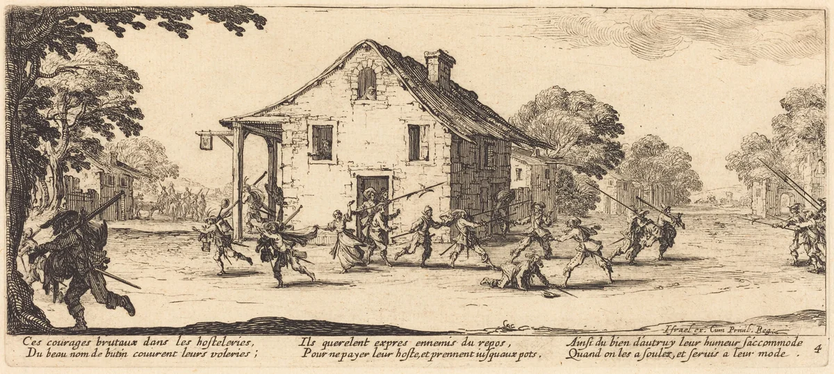 Scene of Pillage by Jacques Callot, print, 1592-1635