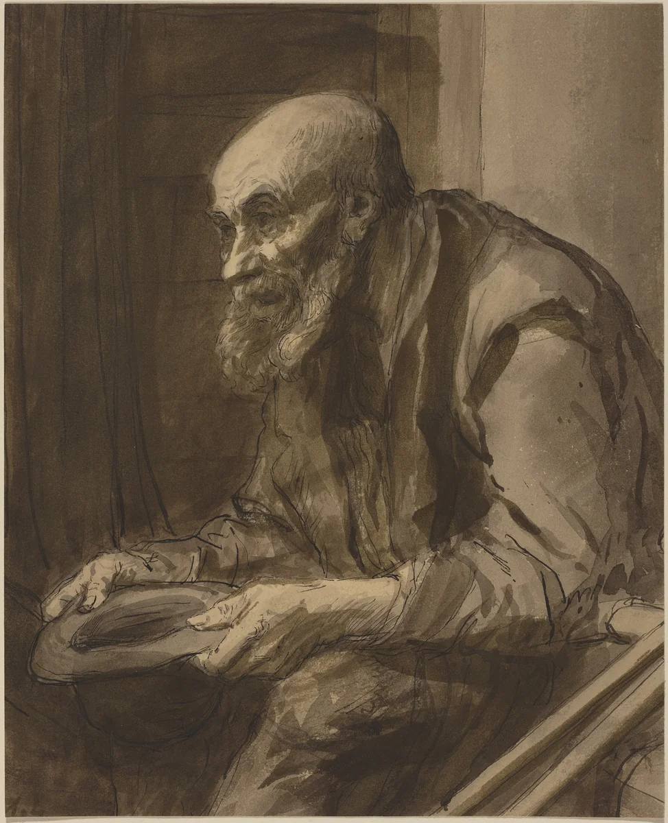 Beggar with Crutches by Alphonse Legros, drawing, 1837-1911