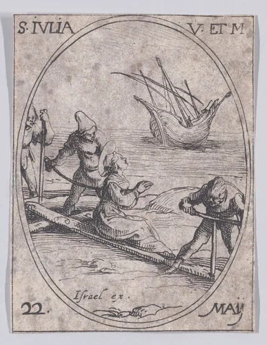 Ste. Julie, vierge et martyre (St. Julia, Virgin and Martyr), May 22nd, from "Les Images De Tous Les Saincts et Saintes de L'Année" (Images of All of the Saints and Religious Events of the Year) by Jacques Callot, print, 1636