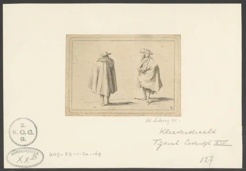 Heer in een mantel, van twee kanten gezien by Sébastien Leclerc, print, 1685