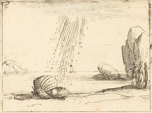 Oyster with Pearl by Jacques Callot, print, 1592-1635