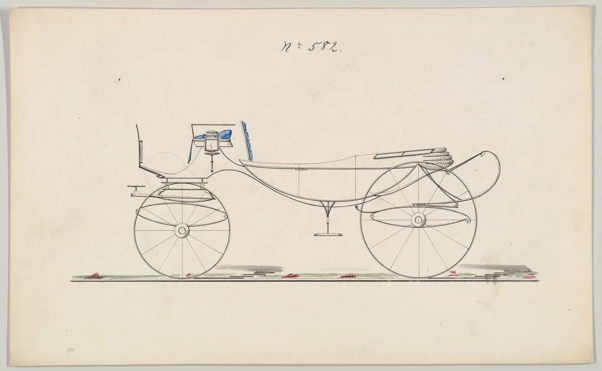 Design for Vis-à-vis/ Caleche, no. 582 by Brewster & Co., drawing, 1850-1870