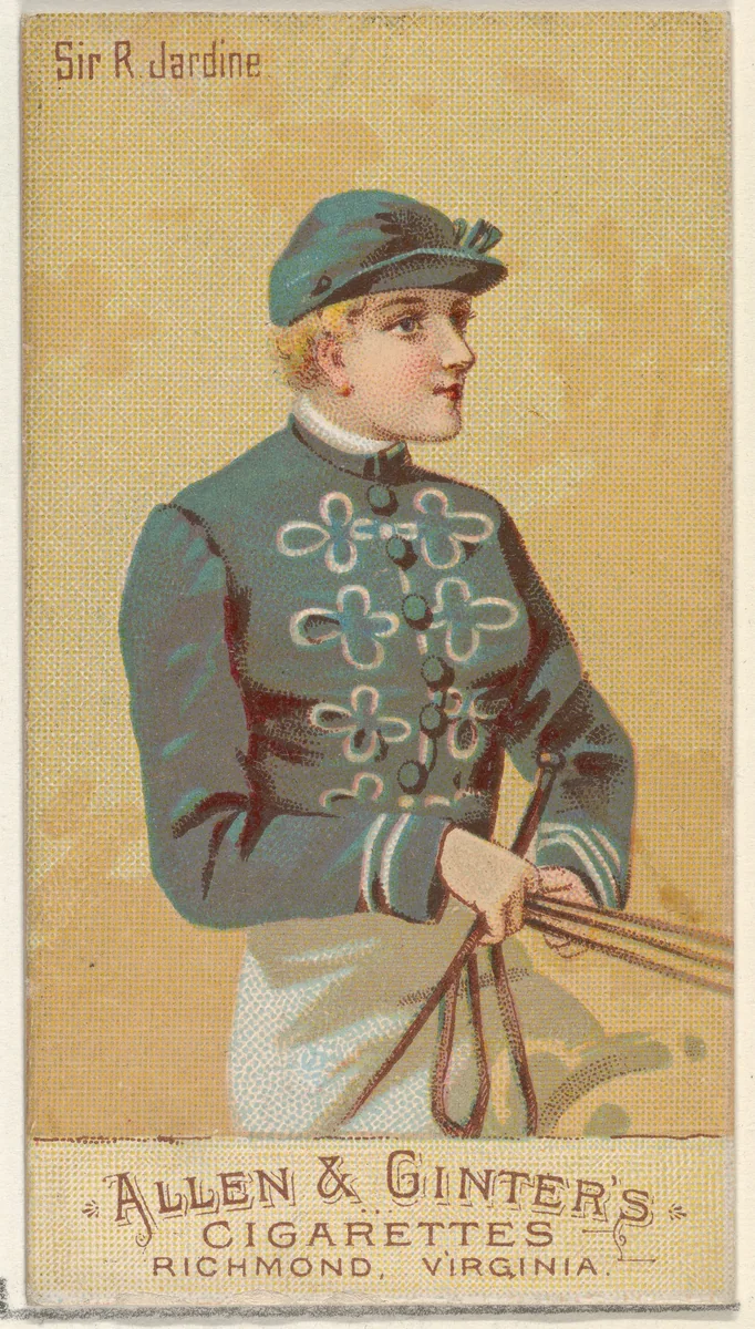Sir R. Jardine, from the Racing Colors of the World series (N22b) for Allen & Ginter Cigarettes by Allen & Ginter, print, 1888