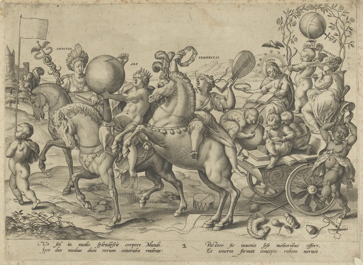 Youth (Midday), from "The Four Ages of Man and Death with the Last Judgment" by Hieronymus Wierix, print, 1575-1619