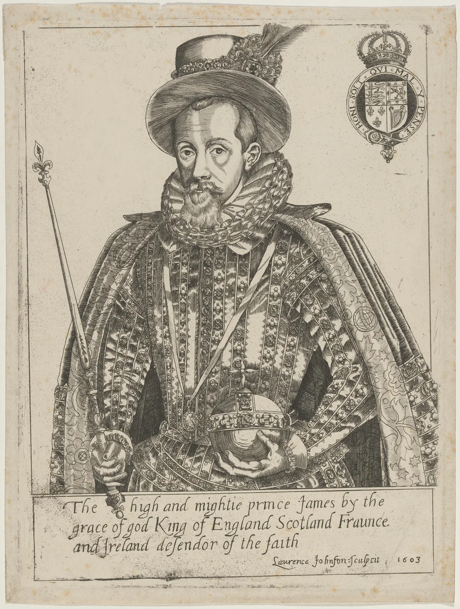King James I by George Keller, print, 1603