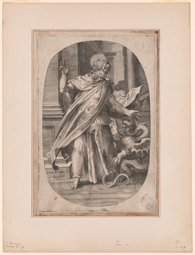 Saint Paul Overcoming the Viper by Giulio Bonasone, print, 1542-1548