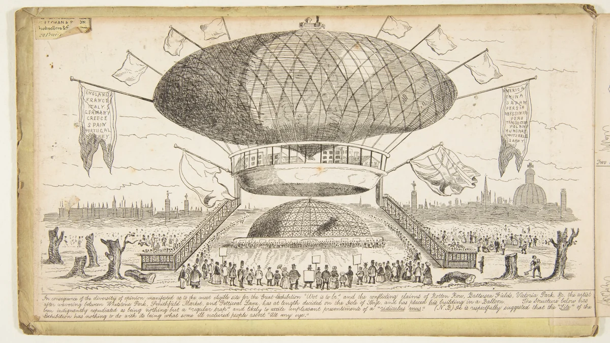 The Great Exhibition "Wot is to Be", Probable Results of The Industry of All Nations in The Year '51, Showing What is to be Exhibited, Who is To Exhibit, in Short How Its All Going to Be Done by George Augustus Sala, print, 1850