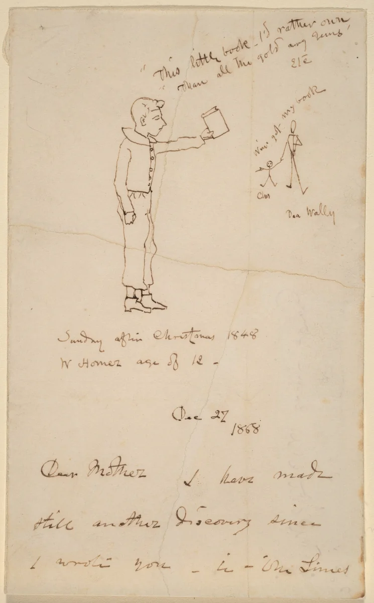 Sunday after Christmas 1848 by Winslow Homer, drawing, 1868