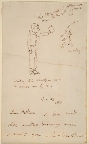 Sunday after Christmas 1848 by Winslow Homer, drawing, 1868