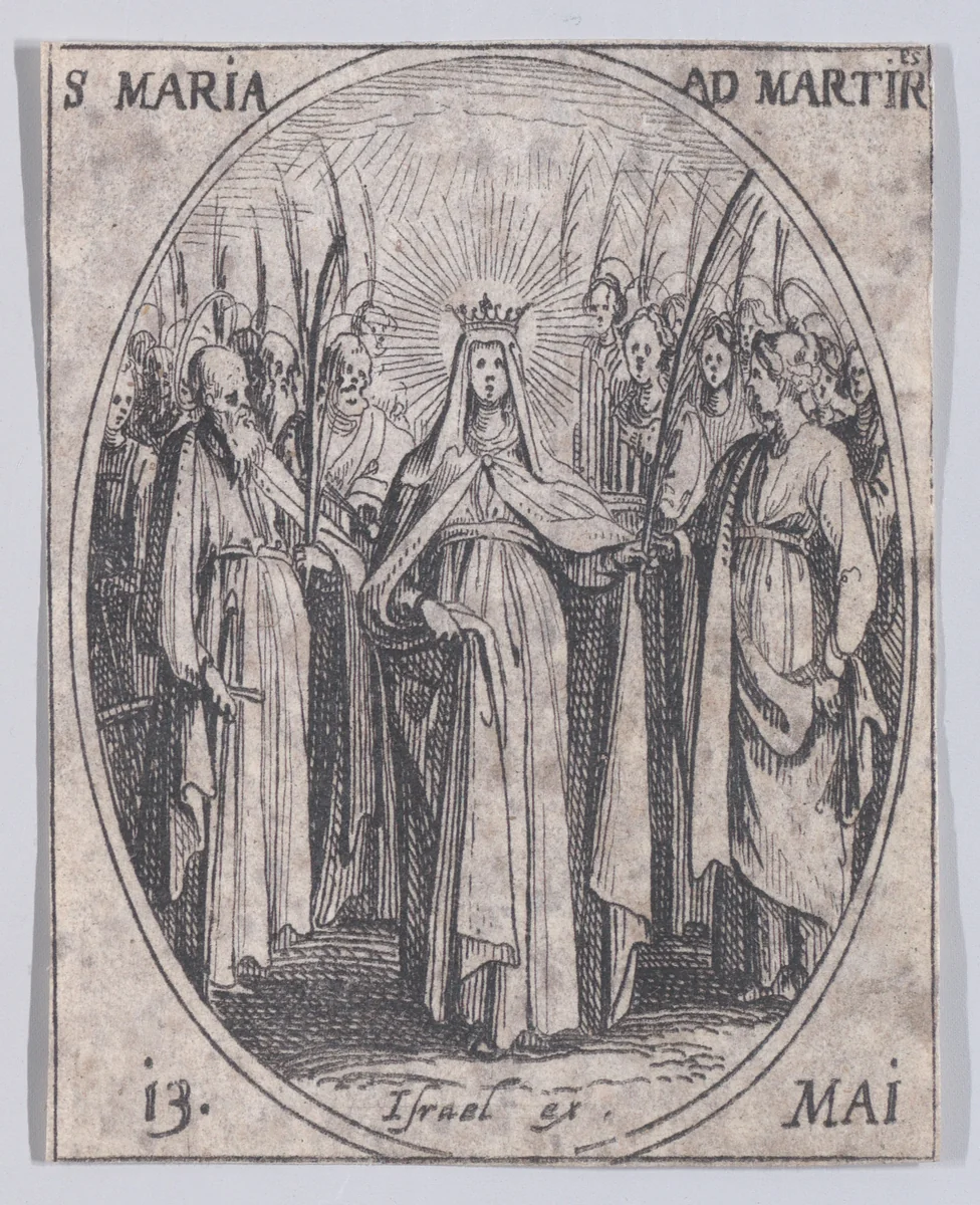 Ste. Marie des Martyres (St. Maria of the Martyrs), May 13th, from "Les Images De Tous Les Saincts et Saintes de L'Année" (Images of All of the Saints and Religious Events of the Year) by Jacques Callot, print, 1636