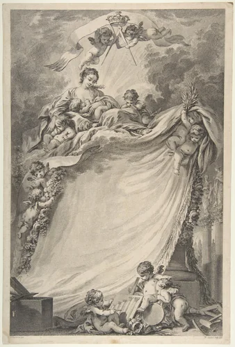 Diploma of the Freemasons of Bordeaux, after François Boucher by Pierre Philippe Choffard, print, 1766