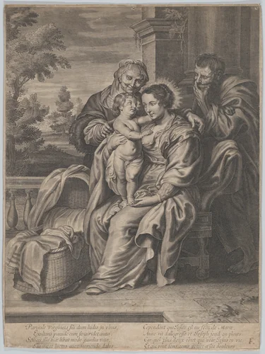 The Virgin and Child with Saint Anne and Joseph by anonymous, print, 1645-1705