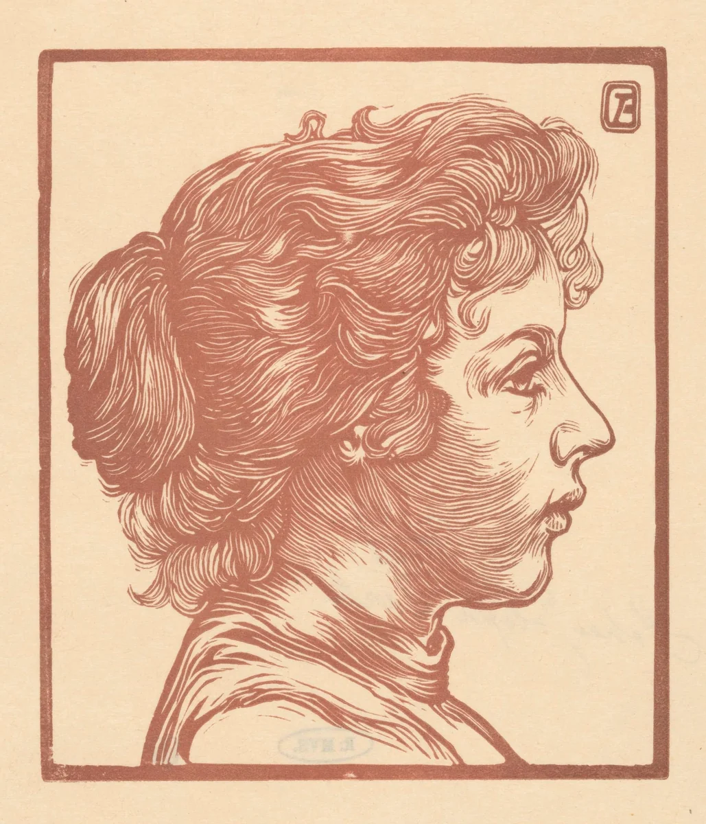 Portret van een onbekende vrouw by Johannes Josephus Aarts, print, 1881-1907