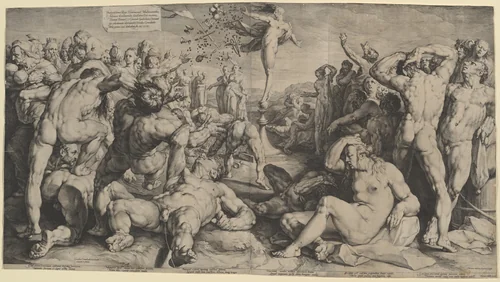 Fortune Distributing her Gifts by Jan Muller, print, 1590
