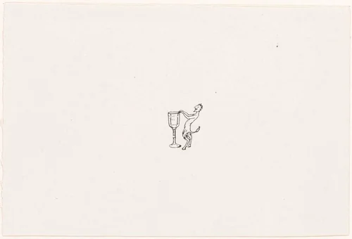 Sater bij een wijnglas by Julie de Graag, print, 1878-1924